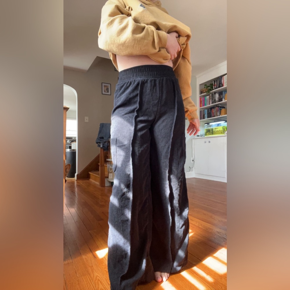 High rise wide leg pants